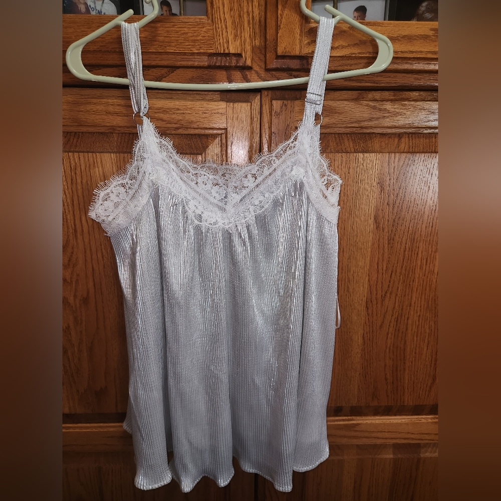 Women's White Birch Silver Cami/Tank Top Large NWT